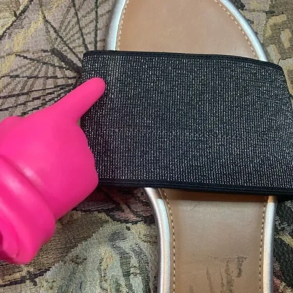 Black and Silver Stretchy American Eagle Sandals - Picture 12 of 13